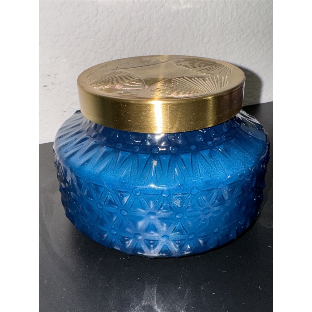 DW Home Blue Gold Candle 15-20 Ounces Richly Scented Medium Double Wick